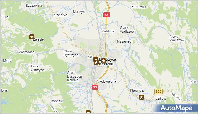mapa Bystrzyca Kłodzka, Bystrzyca Kłodzka na mapie Targeo
