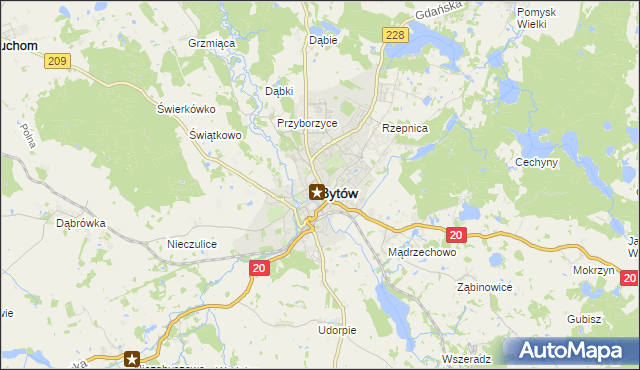 mapa Bytów, Bytów na mapie Targeo