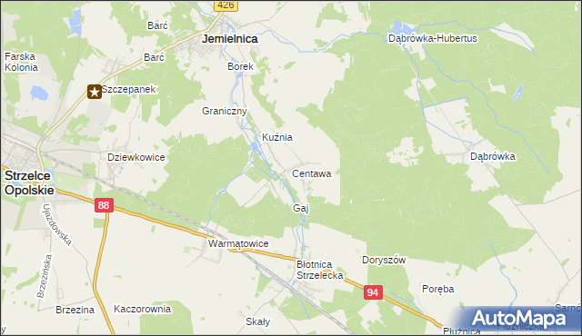 mapa Centawa, Centawa na mapie Targeo