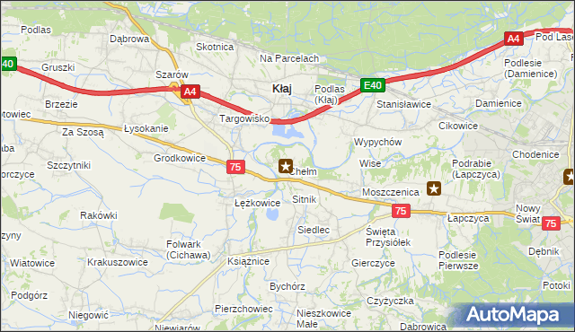 mapa Chełm gmina Bochnia, Chełm gmina Bochnia na mapie Targeo