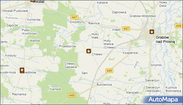 mapa Chlewo gmina Grabów nad Prosną, Chlewo gmina Grabów nad Prosną na mapie Targeo