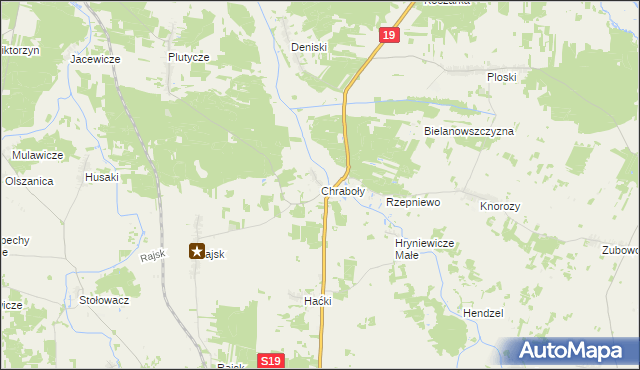 mapa Chraboły gmina Bielsk Podlaski, Chraboły gmina Bielsk Podlaski na mapie Targeo