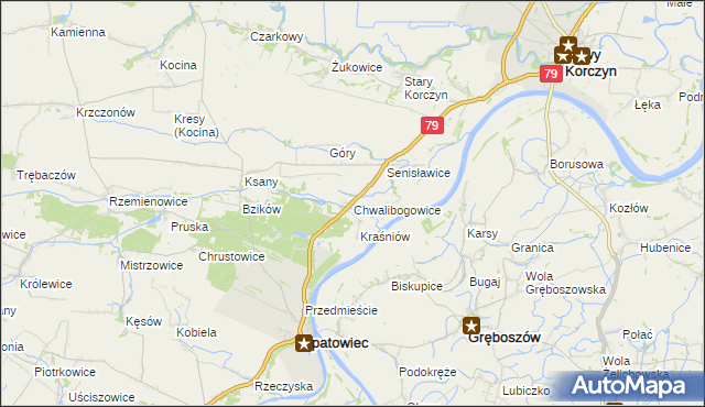 mapa Chwalibogowice, Chwalibogowice na mapie Targeo