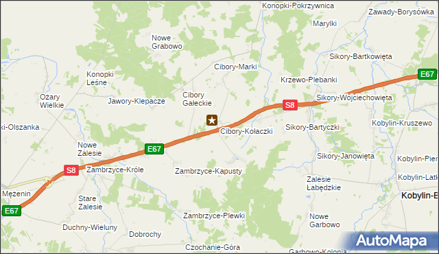 mapa Cibory-Kołaczki, Cibory-Kołaczki na mapie Targeo