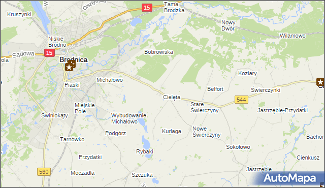 mapa Cielęta, Cielęta na mapie Targeo
