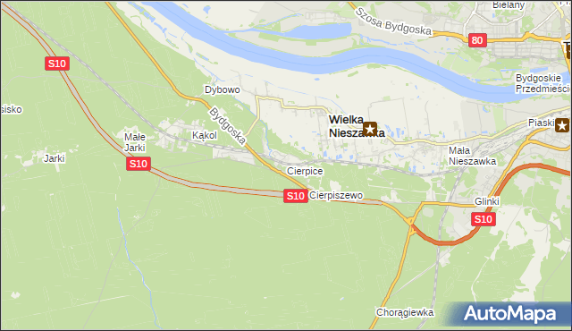 mapa Cierpice gmina Wielka Nieszawka, Cierpice gmina Wielka Nieszawka na mapie Targeo