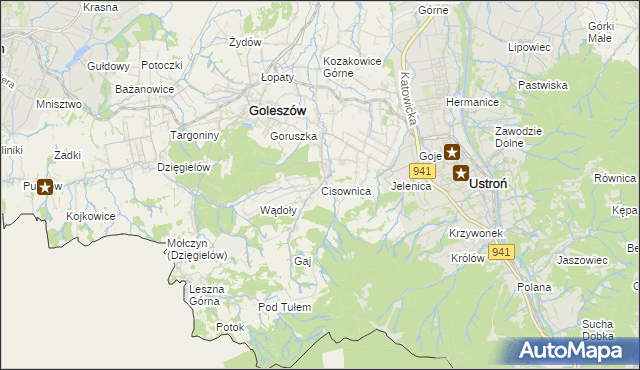 mapa Cisownica, Cisownica na mapie Targeo