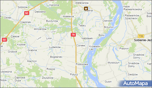 mapa Coniew, Coniew na mapie Targeo