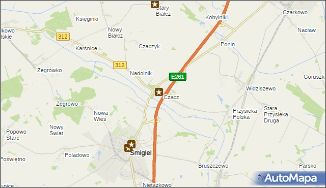 mapa Czacz gmina Śmigiel, Czacz gmina Śmigiel na mapie Targeo