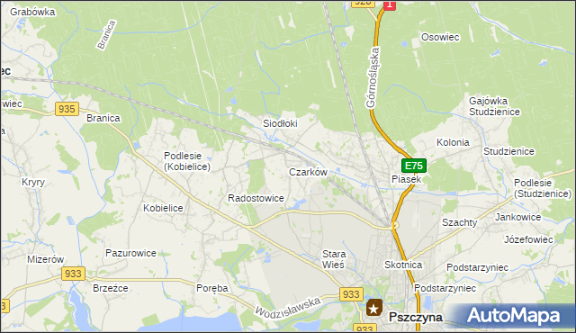 mapa Czarków gmina Pszczyna, Czarków gmina Pszczyna na mapie Targeo
