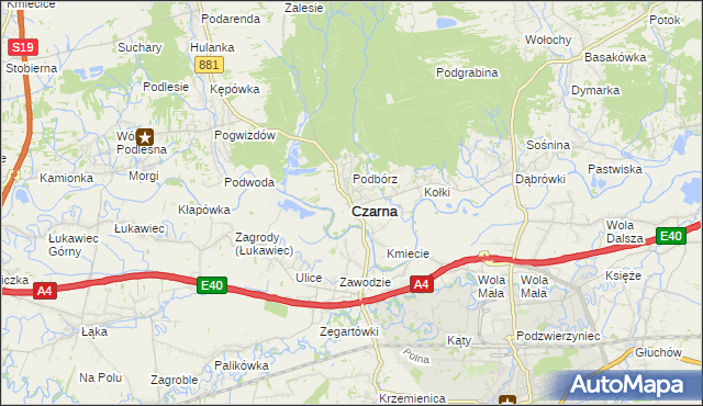 mapa Czarna powiat łańcucki, Czarna powiat łańcucki na mapie Targeo