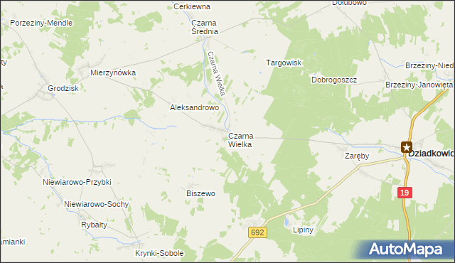 mapa Czarna Wielka, Czarna Wielka na mapie Targeo