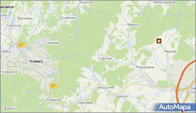 mapa Czarnów gmina Kamienna Góra, Czarnów gmina Kamienna Góra na mapie Targeo