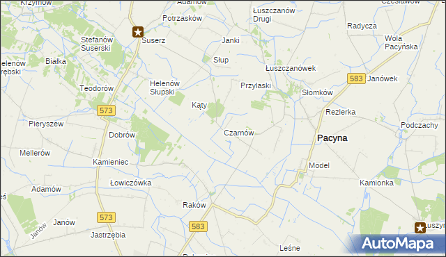 mapa Czarnów gmina Pacyna, Czarnów gmina Pacyna na mapie Targeo