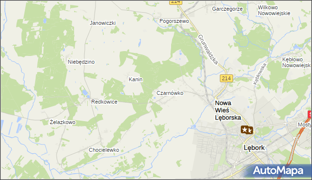 mapa Czarnówko gmina Nowa Wieś Lęborska, Czarnówko gmina Nowa Wieś Lęborska na mapie Targeo