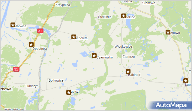 mapa Czarnówko gmina Widuchowa, Czarnówko gmina Widuchowa na mapie Targeo