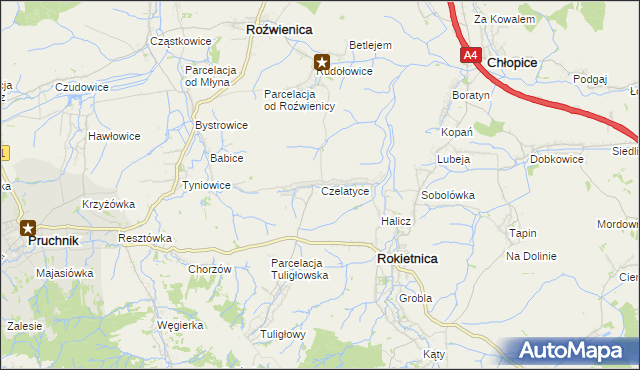 mapa Czelatyce, Czelatyce na mapie Targeo