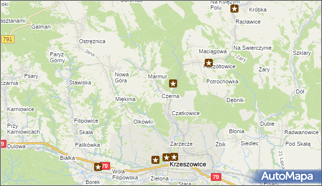 mapa Czerna gmina Krzeszowice, Czerna gmina Krzeszowice na mapie Targeo