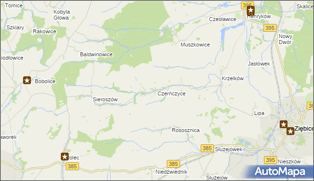 mapa Czerńczyce gmina Ziębice, Czerńczyce gmina Ziębice na mapie Targeo