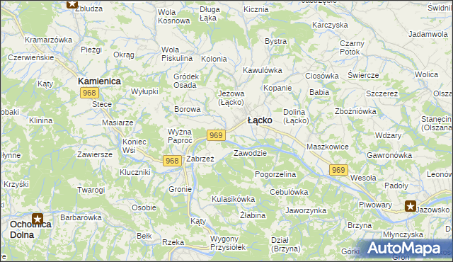 mapa Czerniec gmina Łącko, Czerniec gmina Łącko na mapie Targeo