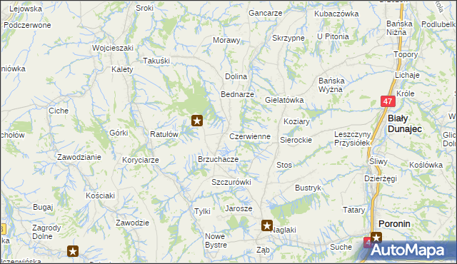 mapa Czerwienne, Czerwienne na mapie Targeo
