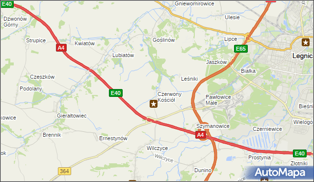 mapa Czerwony Kościół, Czerwony Kościół na mapie Targeo