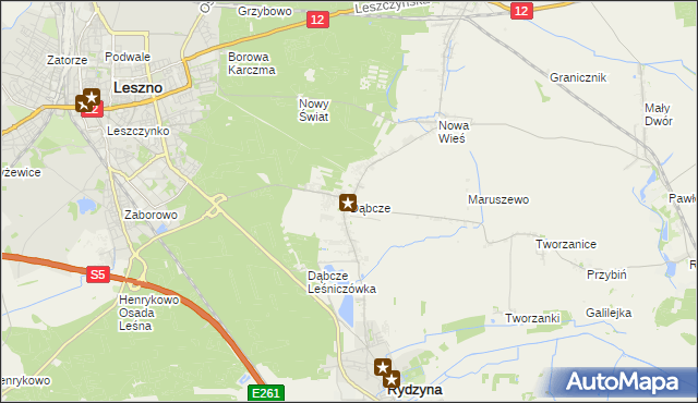 mapa Dąbcze, Dąbcze na mapie Targeo