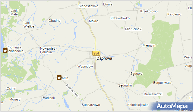 mapa Dąbrowa powiat mogileński, Dąbrowa powiat mogileński na mapie Targeo