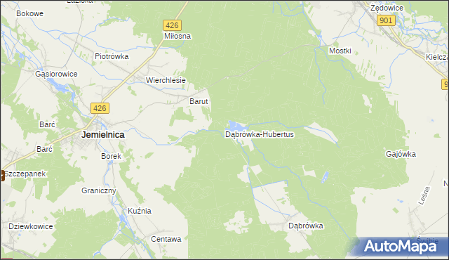 mapa Dąbrówka-Hubertus, Dąbrówka-Hubertus na mapie Targeo