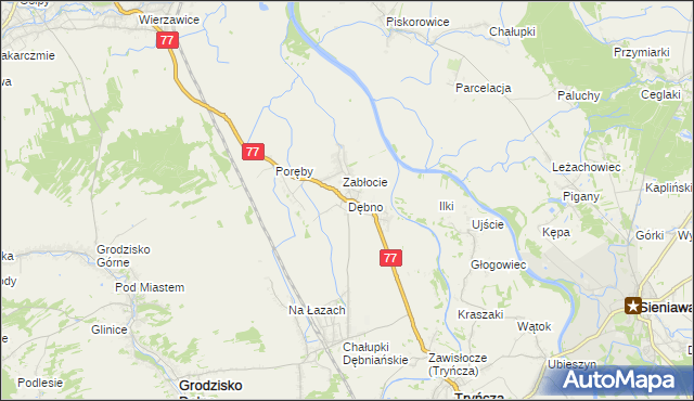 mapa Dębno gmina Leżajsk, Dębno gmina Leżajsk na mapie Targeo