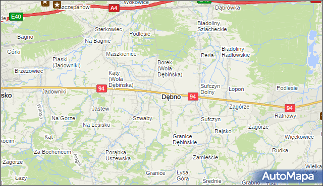 mapa Dębno powiat brzeski, Dębno powiat brzeski na mapie Targeo