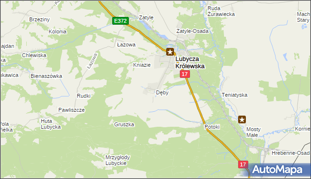 mapa Dęby gmina Lubycza Królewska, Dęby gmina Lubycza Królewska na mapie Targeo