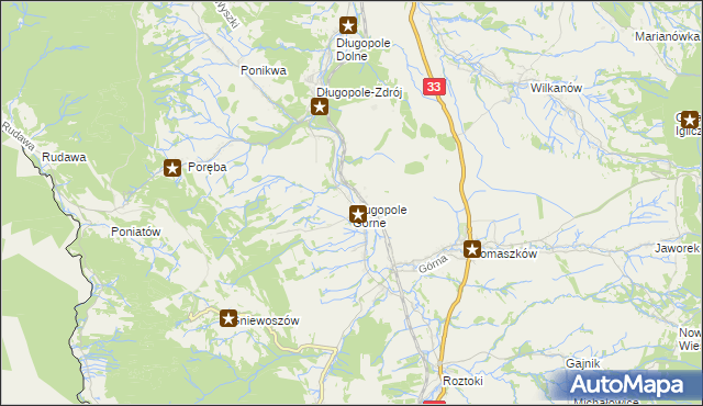 mapa Długopole Górne, Długopole Górne na mapie Targeo