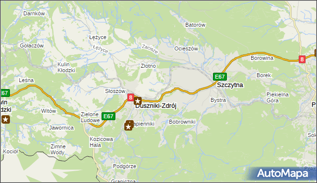 mapa Dolina gmina Szczytna, Dolina gmina Szczytna na mapie Targeo