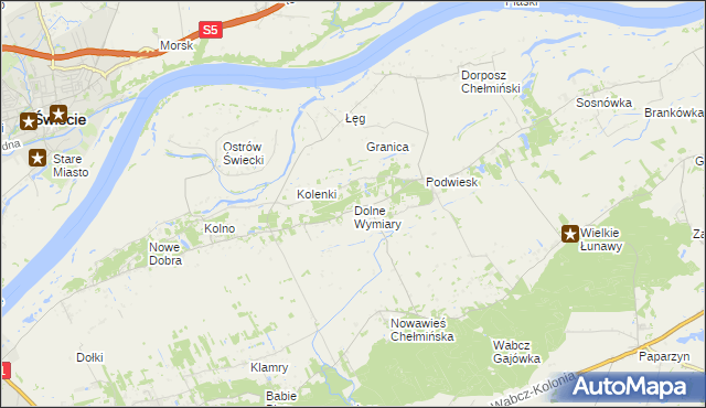 mapa Dolne Wymiary, Dolne Wymiary na mapie Targeo