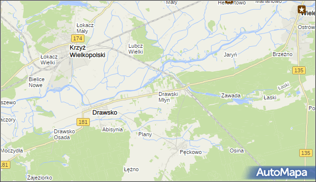 mapa Drawski Młyn, Drawski Młyn na mapie Targeo
