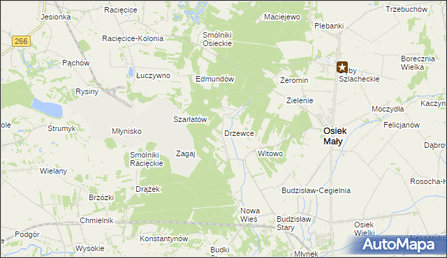 mapa Drzewce gmina Osiek Mały, Drzewce gmina Osiek Mały na mapie Targeo