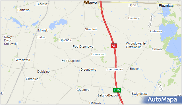 mapa Drzonowo gmina Lisewo, Drzonowo gmina Lisewo na mapie Targeo