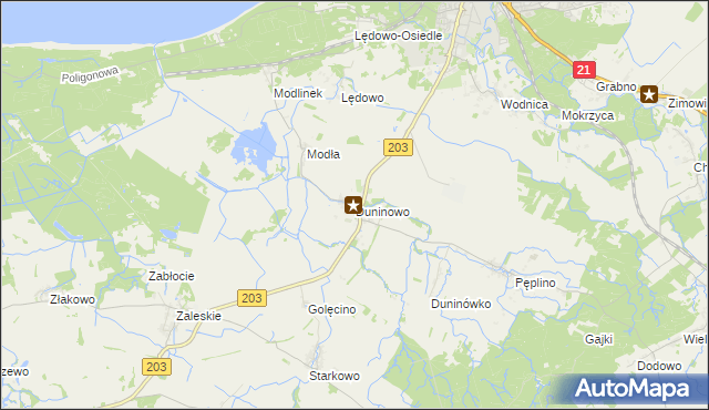 mapa Duninowo, Duninowo na mapie Targeo