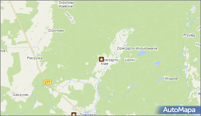 mapa Dzierżążno Małe, Dzierżążno Małe na mapie Targeo