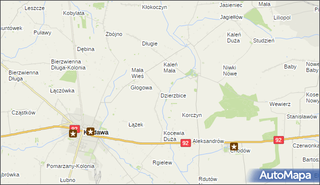 mapa Dzierzbice, Dzierzbice na mapie Targeo