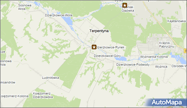 mapa Dzierzkowice-Góry, Dzierzkowice-Góry na mapie Targeo