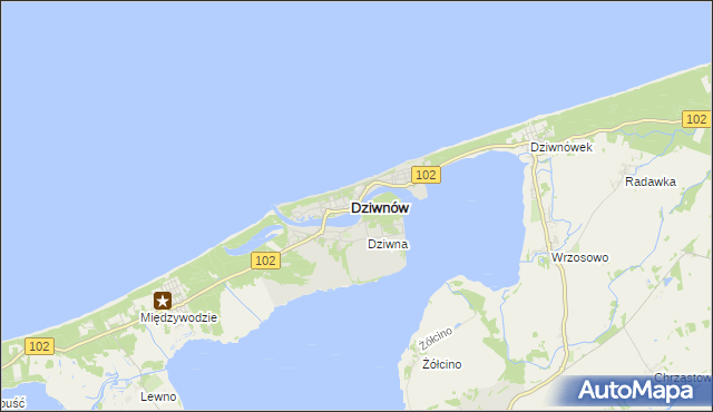 mapa Dziwnów, Dziwnów na mapie Targeo