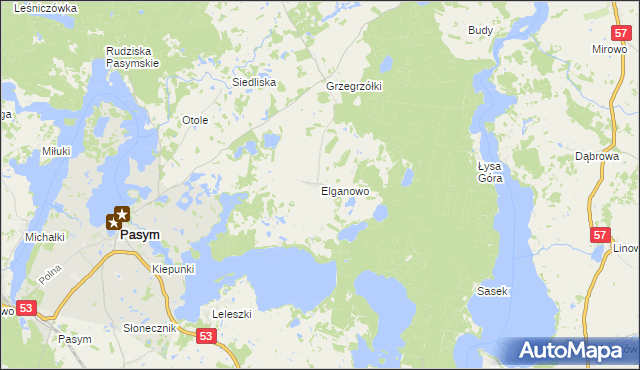 mapa Elganowo, Elganowo na mapie Targeo