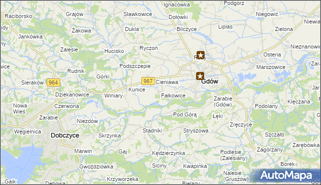 mapa Fałkowice gmina Gdów, Fałkowice gmina Gdów na mapie Targeo
