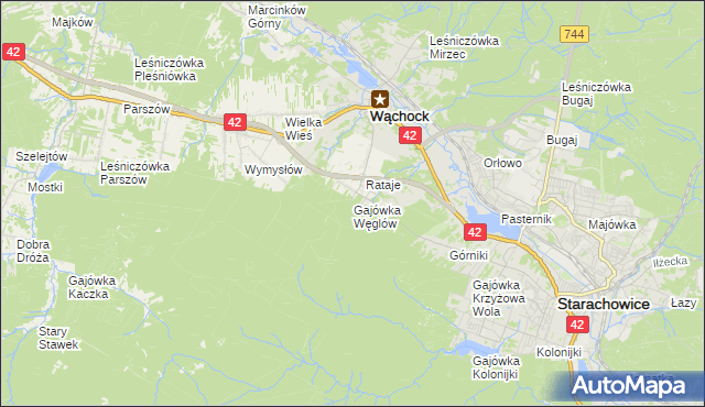 mapa Gajówka Węglów, Gajówka Węglów na mapie Targeo