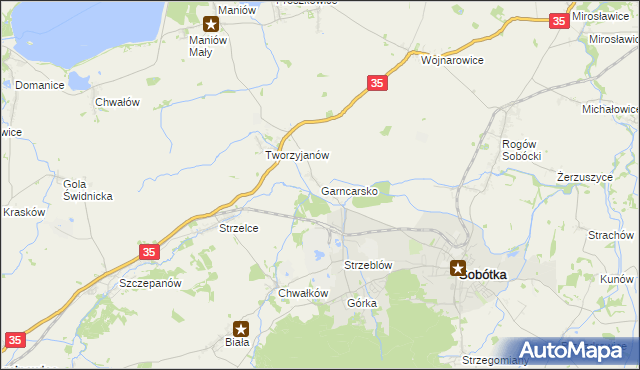 mapa Garncarsko gmina Sobótka, Garncarsko gmina Sobótka na mapie Targeo