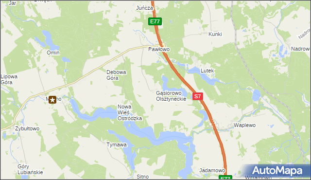 mapa Gąsiorowo Olsztyneckie, Gąsiorowo Olsztyneckie na mapie Targeo