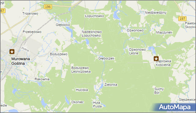 mapa Głęboczek gmina Murowana Goślina, Głęboczek gmina Murowana Goślina na mapie Targeo