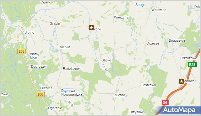 mapa Glicko, Glicko na mapie Targeo